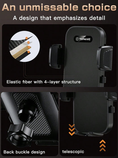 Topmake Car Phone Holder Mount,[2025 Upgrade] 3-In-1 Cell Phone Holder For Car, Dashboard Windshield, Suction Cup Hands-Free Car Phone Stand