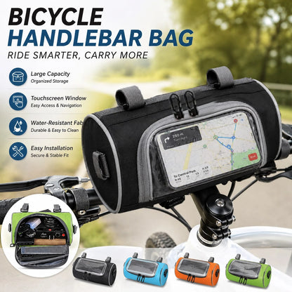 Touchscreen Navigation Handlebar Storage Bag, Universal Motorcycle Electric Scooter Mountain Bike Front Storage Bag, Bicycle Handlebar Organizer Bag