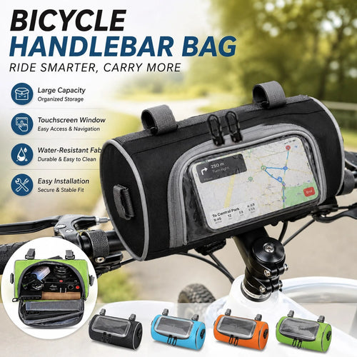 Touchscreen Navigation Handlebar Storage Bag, Universal Motorcycle Electric Scooter Mountain Bike Front Storage Bag, Bicycle Handlebar Organizer Bag