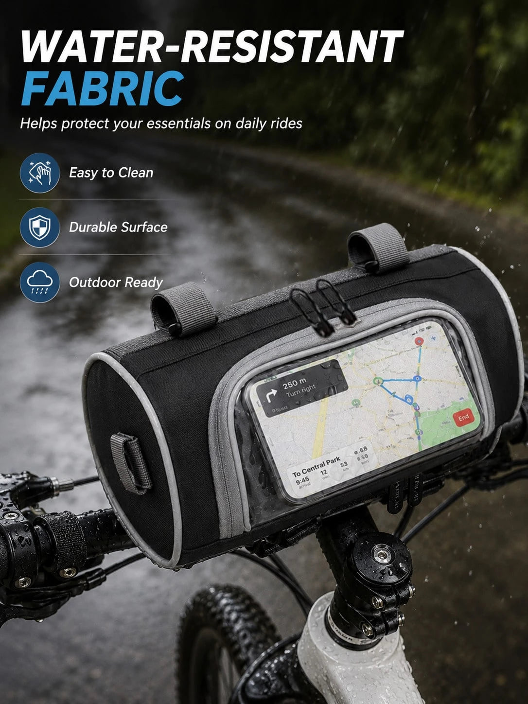 Touchscreen Navigation Handlebar Storage Bag, Universal Motorcycle Electric Scooter Mountain Bike Front Storage Bag, Bicycle Handlebar Organizer Bag