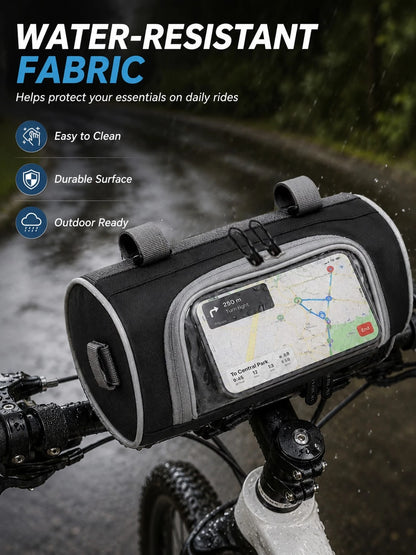 Touchscreen Navigation Handlebar Storage Bag, Universal Motorcycle Electric Scooter Mountain Bike Front Storage Bag, Bicycle Handlebar Organizer Bag