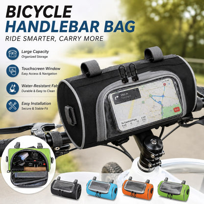 Touchscreen Navigation Handlebar Storage Bag, Universal Motorcycle Electric Scooter Mountain Bike Front Storage Bag, Bicycle Handlebar Organizer Bag