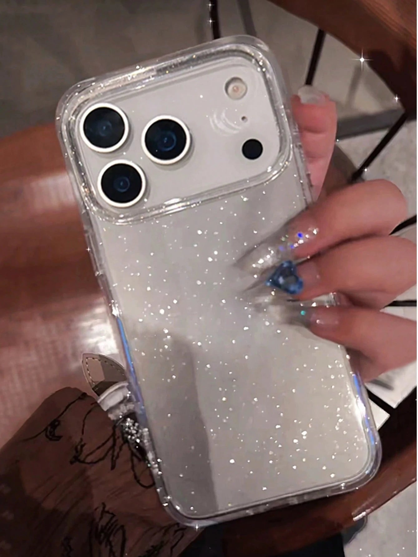 TPU Luxury Bling Sequin Bling Sequin Soft TPU Orange Luxury Bling Sequin TPU 1pc Luxury Glitter Transparent Phone Case, Soft TPU Material, Backside Design, Compatible With IPhone 17 Pro Max/17 Pro/16