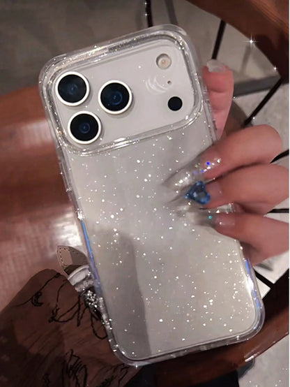 TPU Luxury Bling Sequin Bling Sequin Soft TPU Orange Luxury Bling Sequin TPU 1pc Luxury Glitter Transparent Phone Case, Soft TPU Material, Backside Design, Compatible With IPhone 17 Pro Max/17 Pro/16