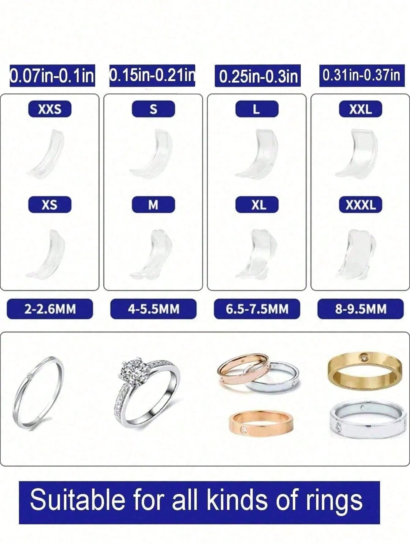 Transparent Ring Size Adjuster, Invisible Ring Adjuster, Women's Loose Finger Ring Size Reducer Invisible Sticker, Transparent DIY Sewing Jewelry Tool Set Adjuster, Suitable For Wedding Rings And Jewe