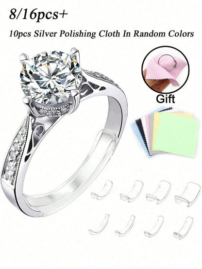 Transparent Ring Size Adjuster, Invisible Ring Adjuster, Women's Loose Finger Ring Size Reducer Invisible Sticker, Transparent DIY Sewing Jewelry Tool Set Adjuster, Suitable For Wedding Rings And Jewe