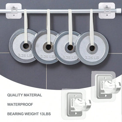 Transparent Wall-Mounted Adhesive Curtain Rod Bracket, Adjustable Hook, No-Drill Installation, Heavy Duty, Modern Design, For Kitchen, Bathroom, Bedroom, Living Room