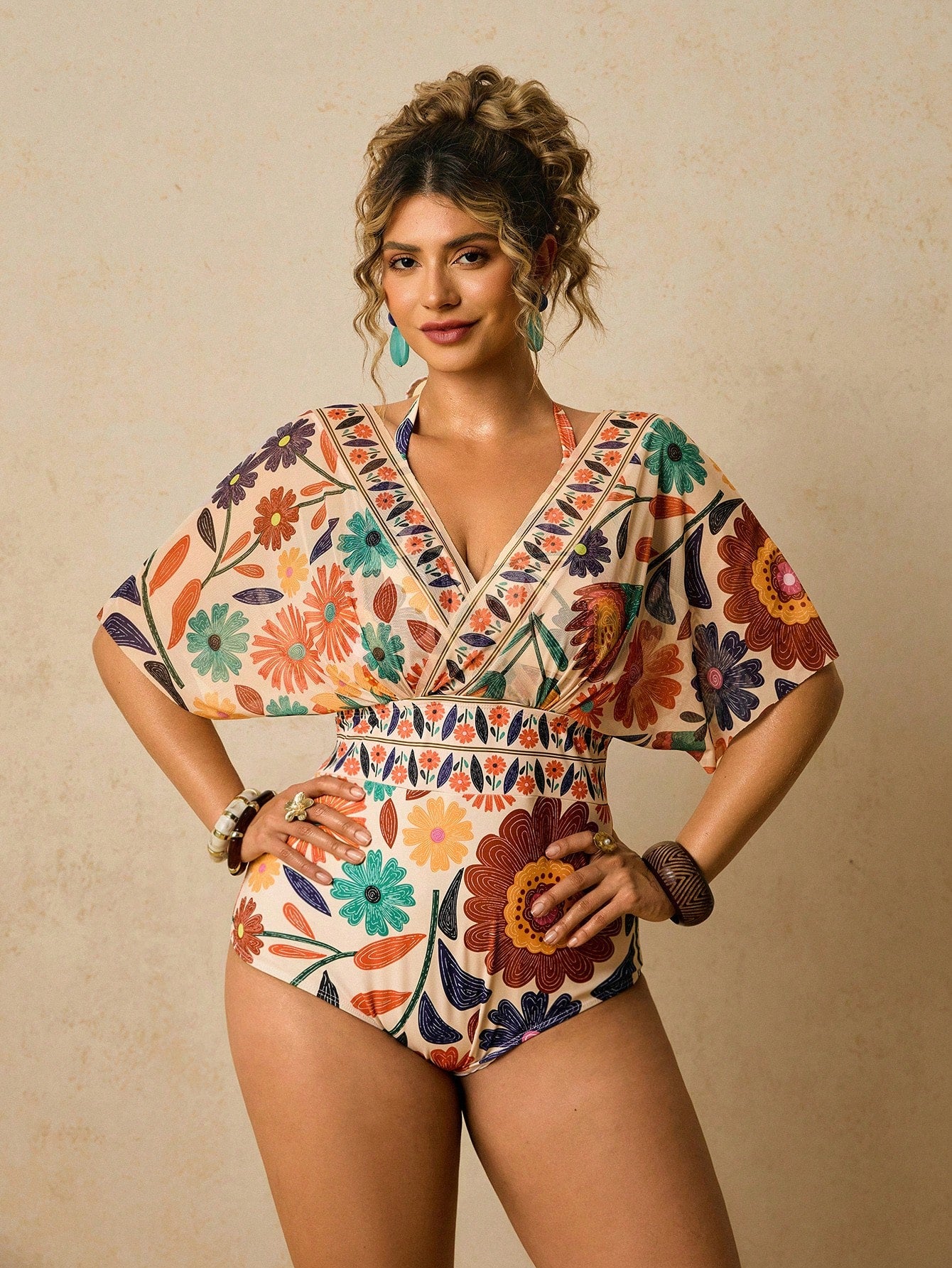 Travachic Plus Size Women Floral Print 2 In 1 Swimsuit Spring Outfit Women Summer Holiday Outfits Beach Outfit For Women Vacation Outfits Island Wedding Outfit