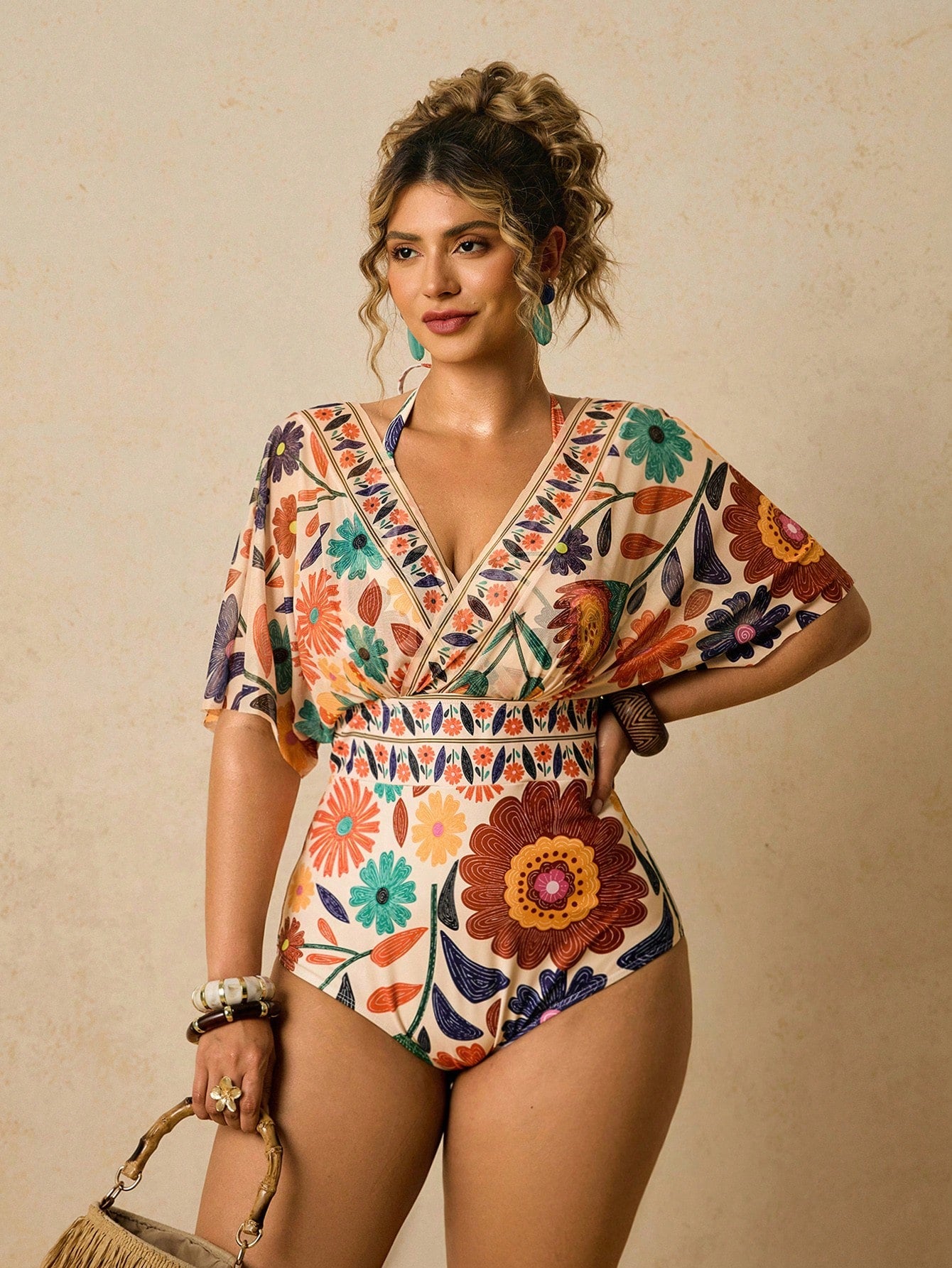 Travachic Plus Size Women Floral Print 2 In 1 Swimsuit Spring Outfit Women Summer Holiday Outfits Beach Outfit For Women Vacation Outfits Island Wedding Outfit