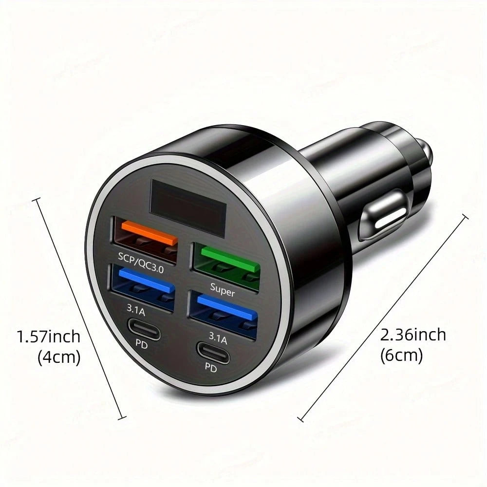 [Travel Artifact]XJDR Multi-Port 2PD 4USB Car Charger Fast Charging PD QC3.0 USB C Car Phone Charger Type C Adapter|Supports Fast Charging Of Multiple Devices At The Same Time