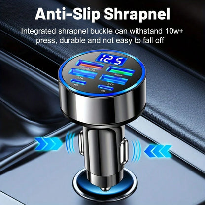 [Travel Artifact]XJDR Multi-Port 2PD 4USB Car Charger Fast Charging PD QC3.0 USB C Car Phone Charger Type C Adapter|Supports Fast Charging Of Multiple Devices At The Same Time