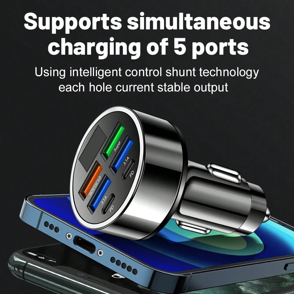 [Travel Artifact]XJDR Multi-Port 2PD 4USB Car Charger Fast Charging PD QC3.0 USB C Car Phone Charger Type C Adapter|Supports Fast Charging Of Multiple Devices At The Same Time