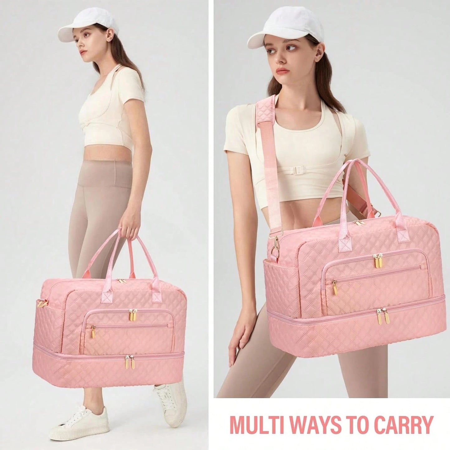 Travel Bag For Women Duffle, Weekender Overnight Bag With Shoe Compartment, Carry On Bag With Toiletry Bag, Gym Duffel Bag, Hospital Bags For Labor