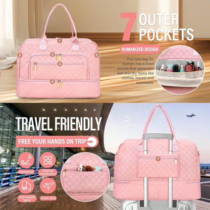 Travel Bag For Women Duffle, Weekender Overnight Bag With Shoe Compartment, Carry On Bag With Toiletry Bag, Gym Duffel Bag, Hospital Bags For Labor