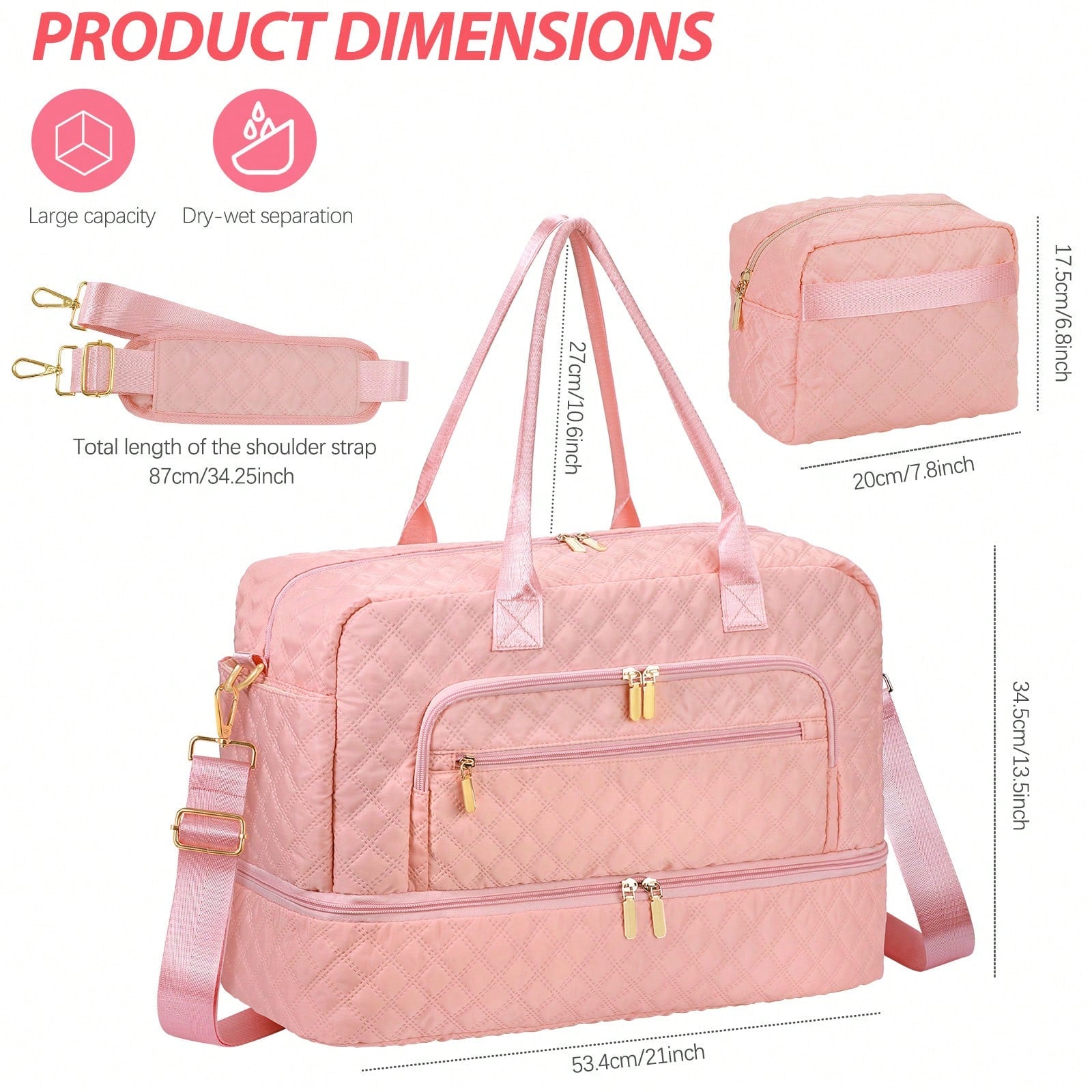 Travel Bag For Women Duffle, Weekender Overnight Bag With Shoe Compartment, Carry On Bag With Toiletry Bag, Gym Duffel Bag, Hospital Bags For Labor
