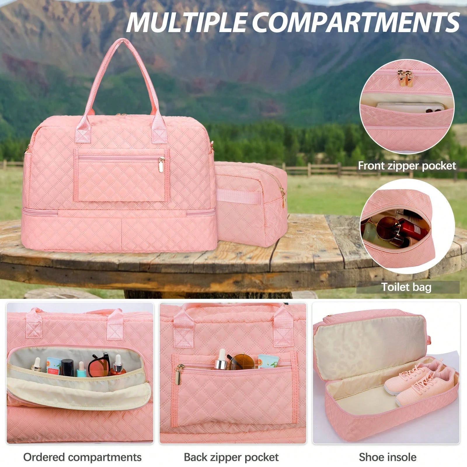 Travel Bag For Women Duffle, Weekender Overnight Bag With Shoe Compartment, Carry On Bag With Toiletry Bag, Gym Duffel Bag, Hospital Bags For Labor
