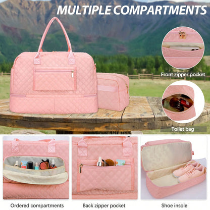 Travel Bag For Women Duffle, Weekender Overnight Bag With Shoe Compartment, Carry On Bag With Toiletry Bag, Gym Duffel Bag, Hospital Bags For Labor