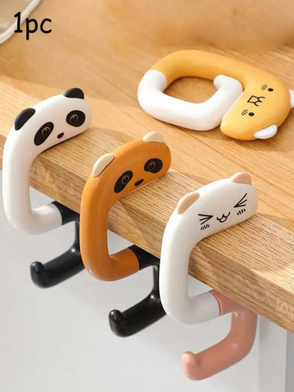 Travel Portable Plastic Bag Cute Animal Hook, Hanging Decor Table Bag Hook, Wall-Mounted Bracket, Handbag Hook