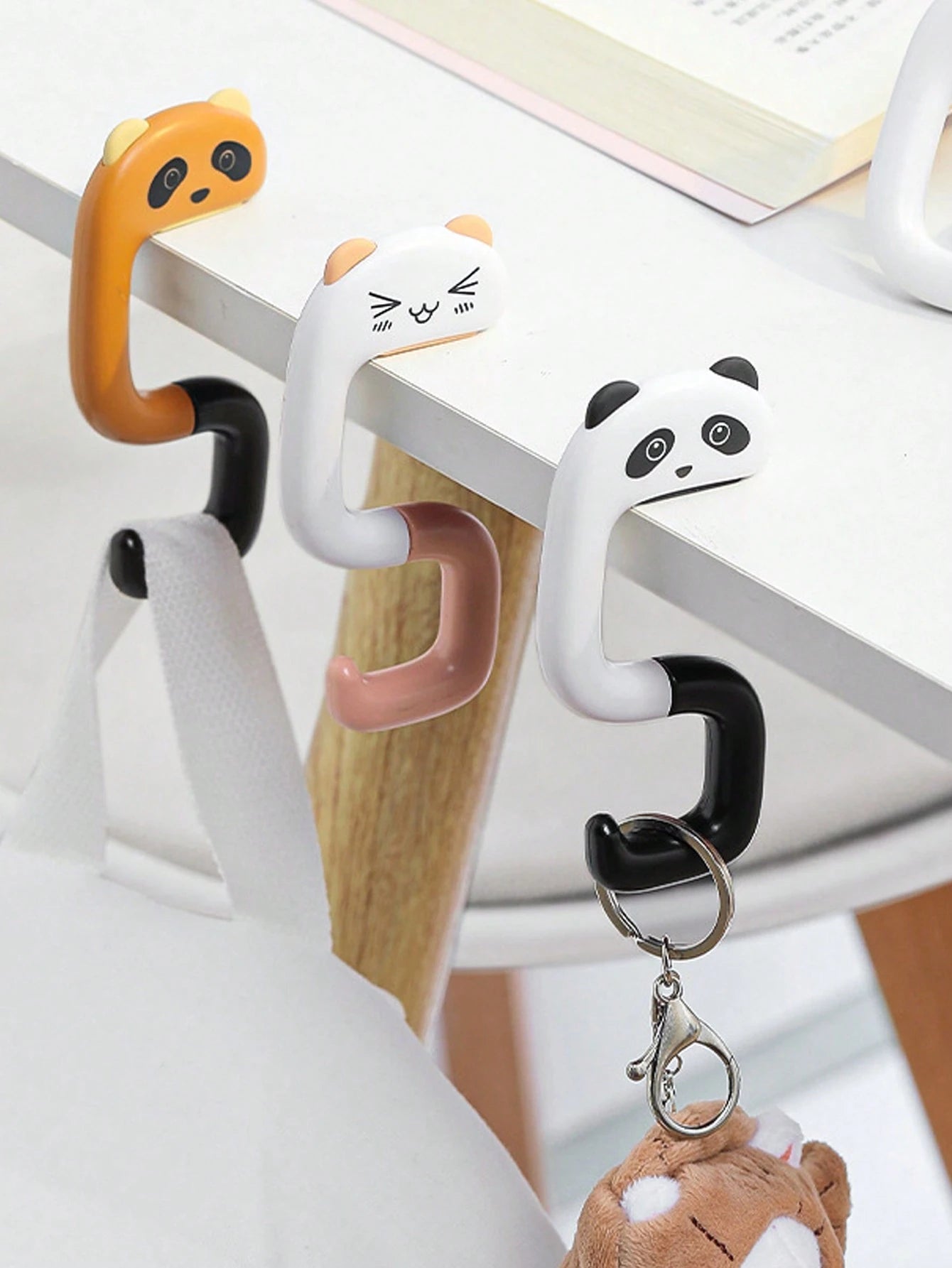 Travel Portable Plastic Bag Cute Animal Hook, Hanging Decor Table Bag Hook, Wall-Mounted Bracket, Handbag Hook