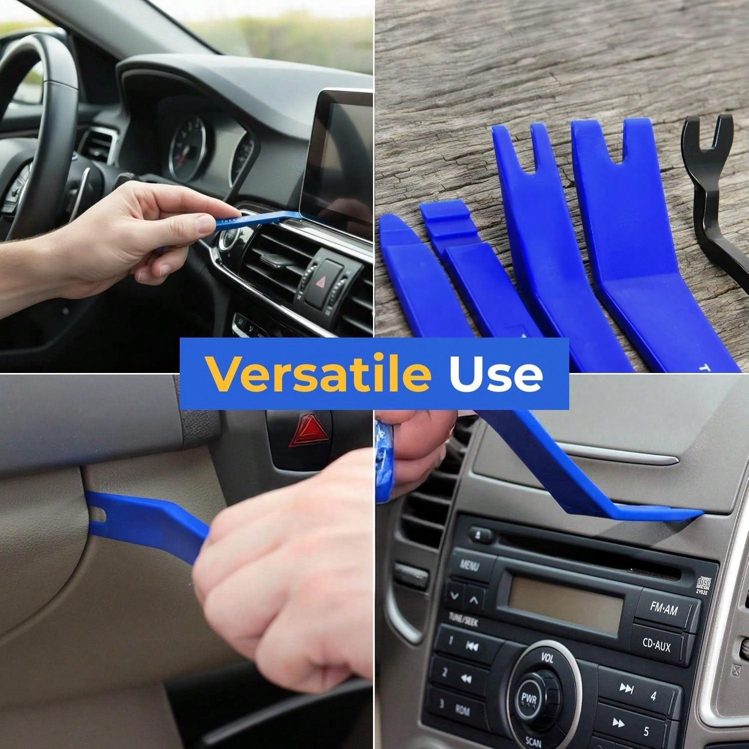 Tresalto Auto Trim Removal Tool Kit- 5 Piece Set For Dash, Door Panel, Clip Remover- Scratch-Resist Nylon Pry Tools For Interior Car Trims Work