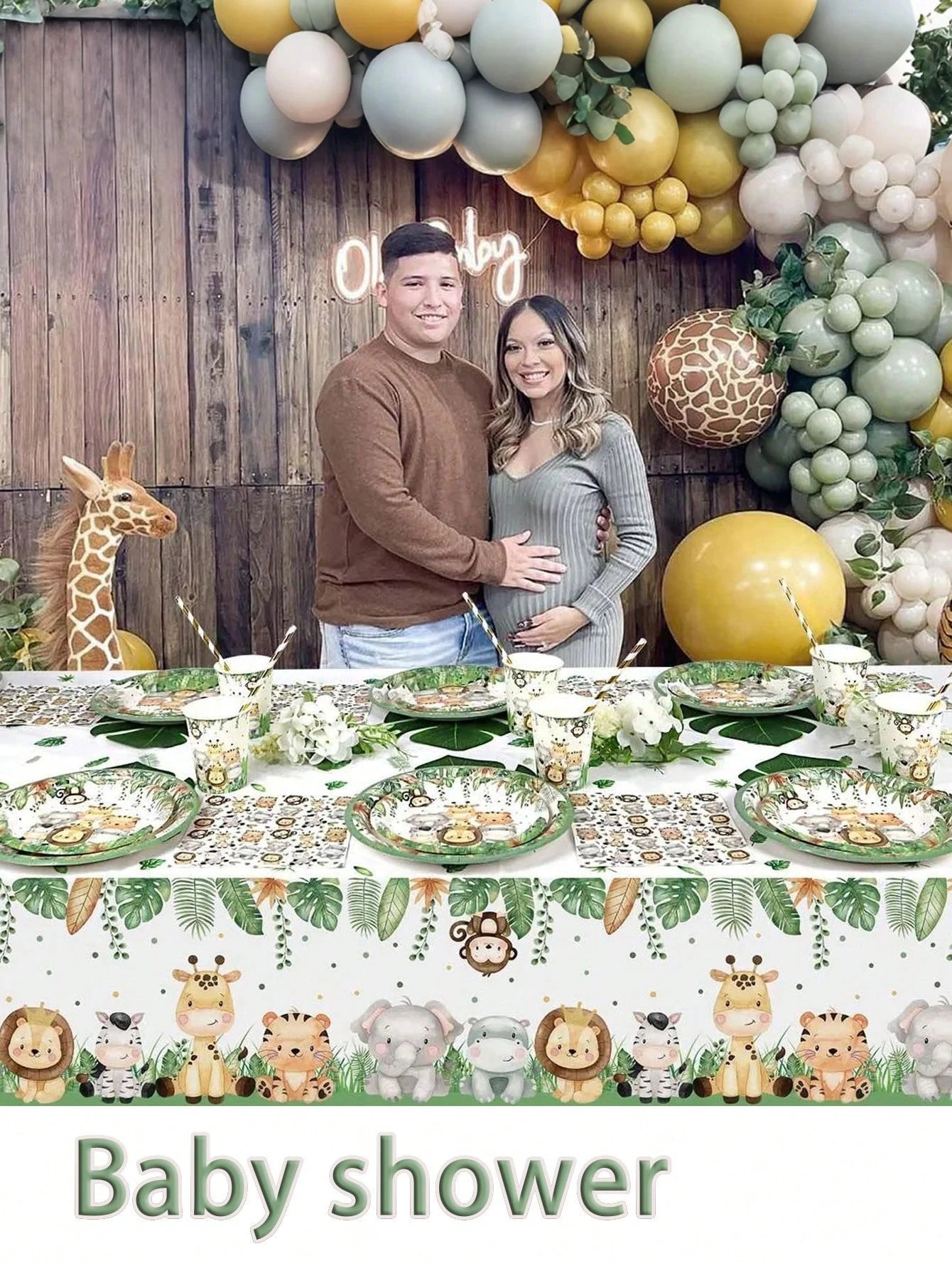 Two Sizes: 274*137cm/ 180*108cm- Jungle Theme Tablecloth, Wild Animal Tablecloth, Safari Tablecloth, Baby Shower Decor, Wild Birthday Party Supplies, Jungle Game Props, Birthday Party Decorations, S
