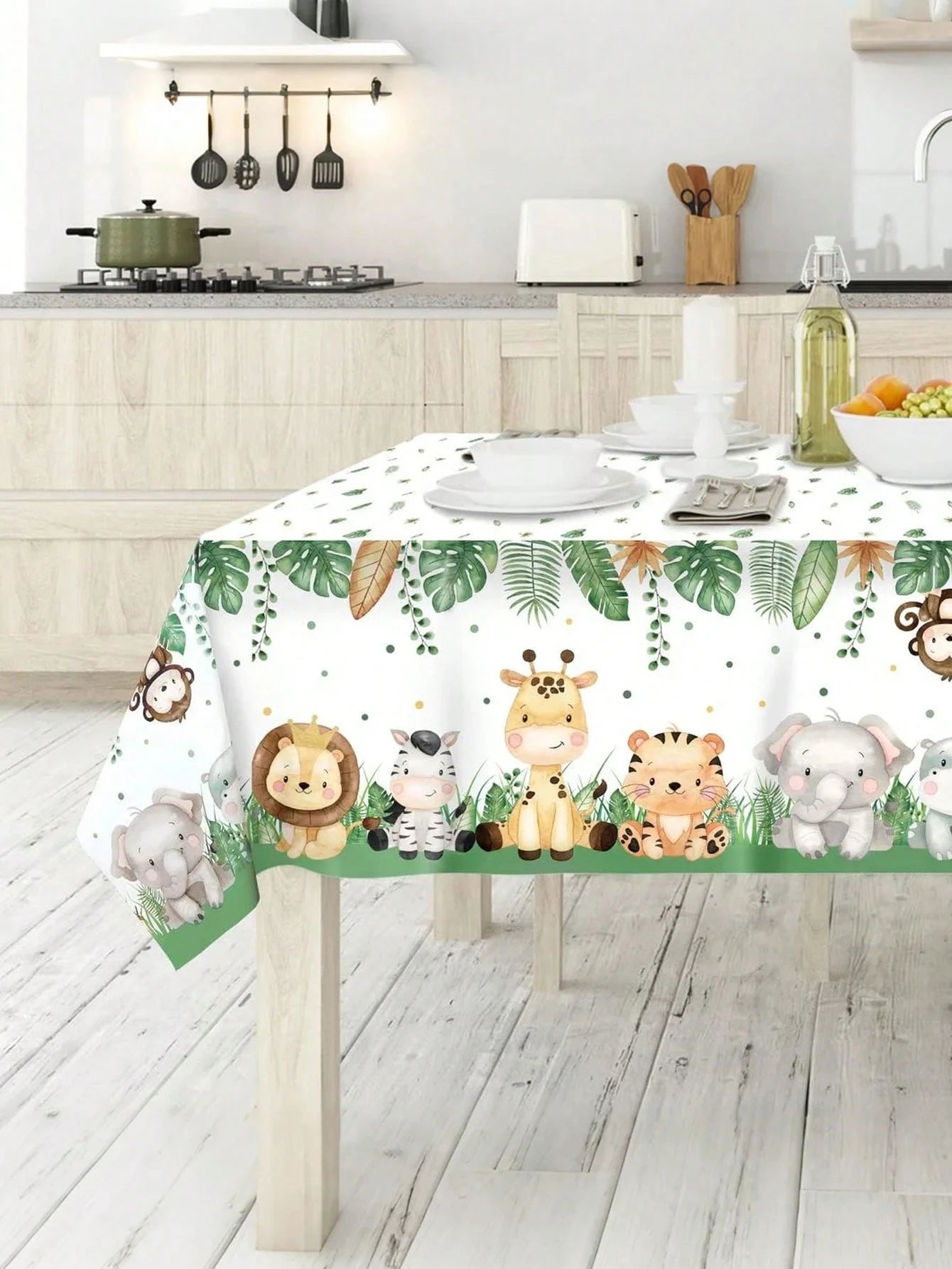 Two Sizes: 274*137cm/ 180*108cm- Jungle Theme Tablecloth, Wild Animal Tablecloth, Safari Tablecloth, Baby Shower Decor, Wild Birthday Party Supplies, Jungle Game Props, Birthday Party Decorations, S