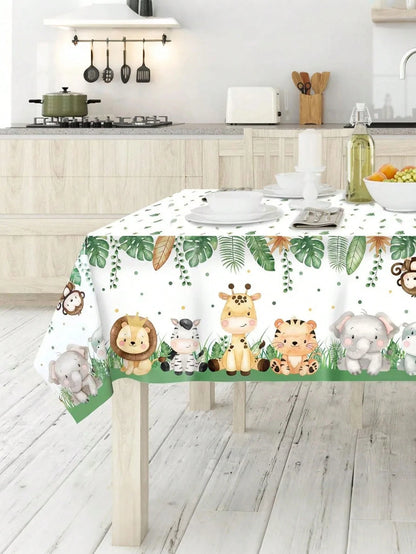 Two Sizes: 274*137cm/ 180*108cm- Jungle Theme Tablecloth, Wild Animal Tablecloth, Safari Tablecloth, Baby Shower Decor, Wild Birthday Party Supplies, Jungle Game Props, Birthday Party Decorations, S