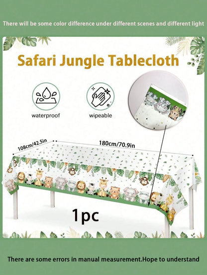Two Sizes: 274*137cm/ 180*108cm- Jungle Theme Tablecloth, Wild Animal Tablecloth, Safari Tablecloth, Baby Shower Decor, Wild Birthday Party Supplies, Jungle Game Props, Birthday Party Decorations, S