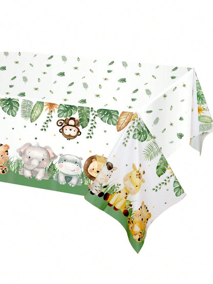Two Sizes: 274*137cm/ 180*108cm- Jungle Theme Tablecloth, Wild Animal Tablecloth, Safari Tablecloth, Baby Shower Decor, Wild Birthday Party Supplies, Jungle Game Props, Birthday Party Decorations, S