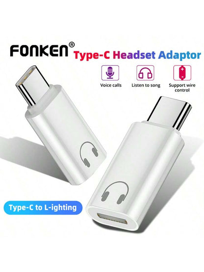 Type-C To IOS Headphone Audio Adapter, USB-C Male To Lightning Female Headphone Converter, Compatible With 16/15 Smartphones/Tablets