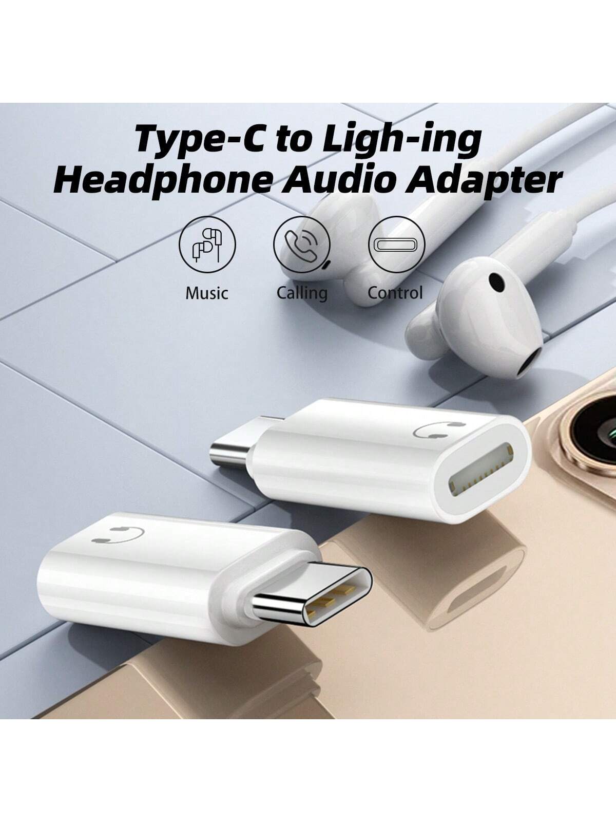 Type-C To IOS Headphone Audio Adapter, USB-C Male To Lightning Female Headphone Converter, Compatible With 16/15 Smartphones/Tablets