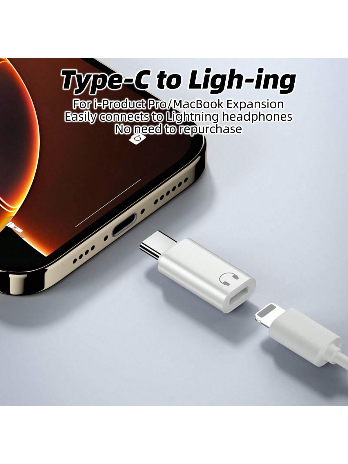 Type-C To IOS Headphone Audio Adapter, USB-C Male To Lightning Female Headphone Converter, Compatible With 16/15 Smartphones/Tablets