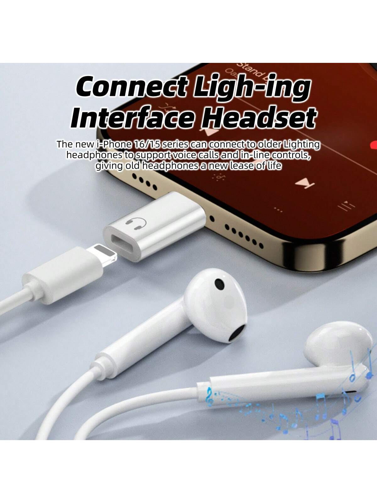 Type-C To IOS Headphone Audio Adapter, USB-C Male To Lightning Female Headphone Converter, Compatible With 16/15 Smartphones/Tablets