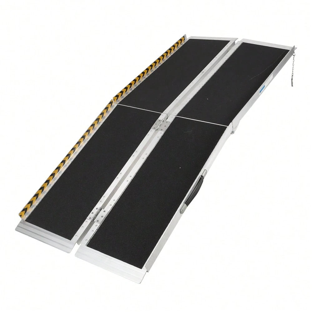 Tzou Portable Aluminum Wheelchair Ramp 9ft, Portable Wheelchair Ramp With Anti-Slip Surface & Handle, Holds Up To 600lbs, For Home Stair Doorway
