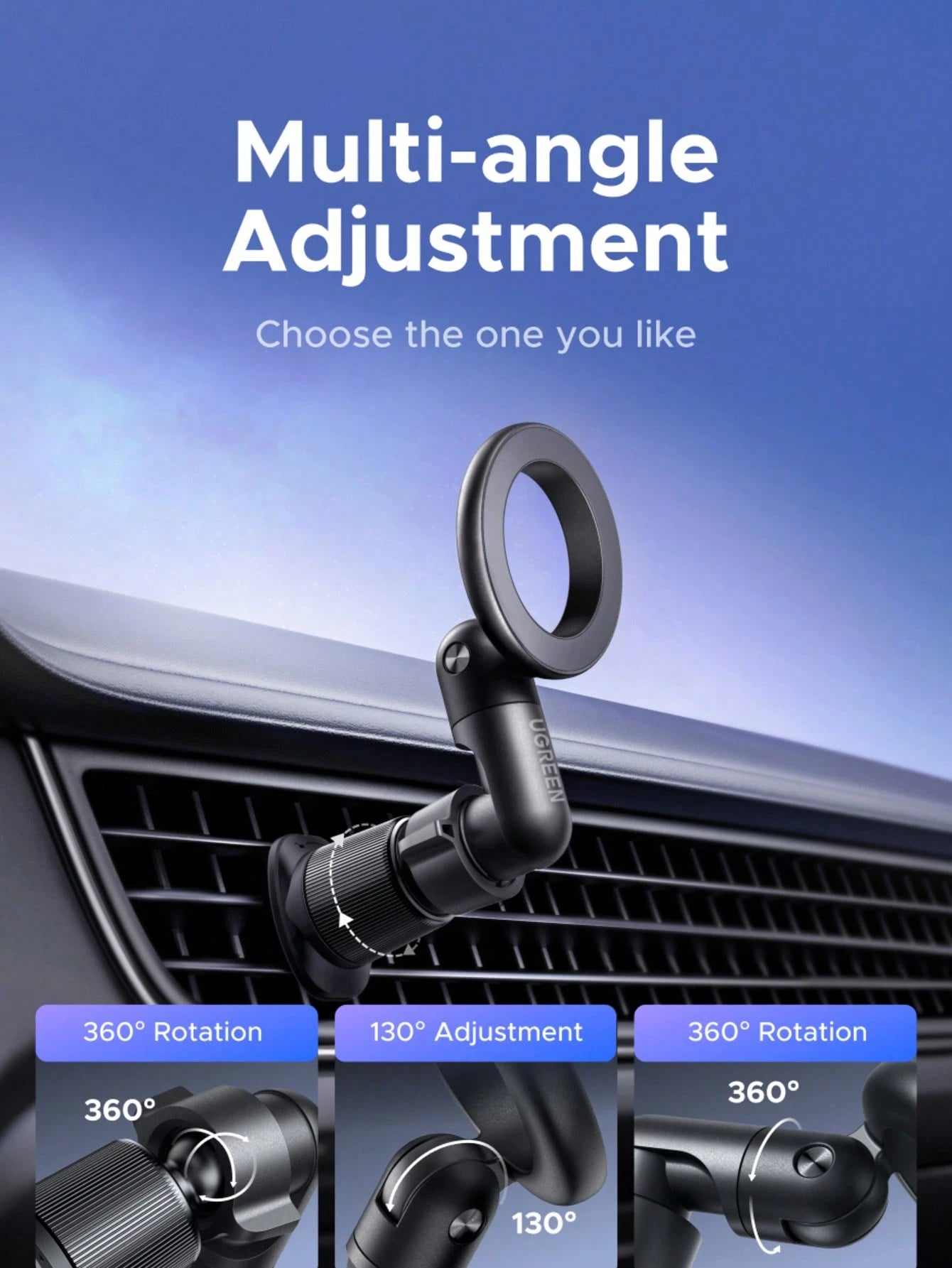 UGREEN Magsafe Car Airvent Foldable Mental Mount Compatible With IPhone 16 15 Pro Max SAM SUNG