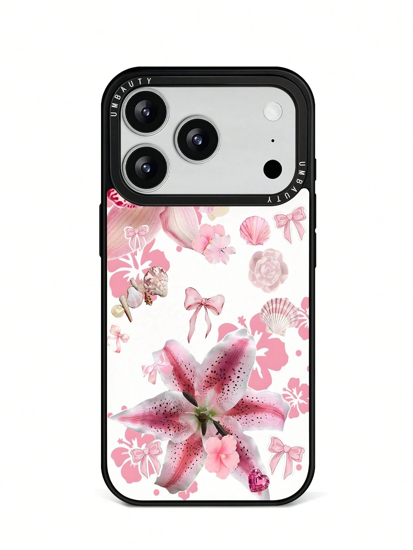 UMBAUTY 1pc Pink Spotted Water Lily Pattern Design, Phone 17 Pro Max Phone Case, Compatible With Phone 16 Pro Max, 15 Pro Max, 14 Pro Max, Korean-Style High-End Fashion Fun Phone Case, Compatible With