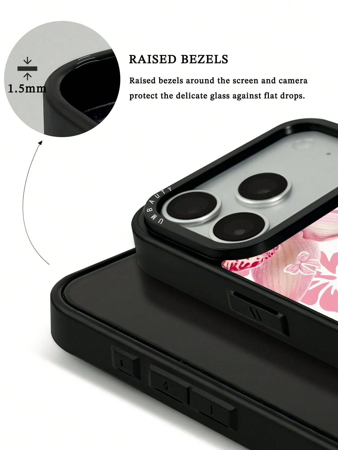 UMBAUTY 1pc Pink Spotted Water Lily Pattern Design, Phone 17 Pro Max Phone Case, Compatible With Phone 16 Pro Max, 15 Pro Max, 14 Pro Max, Korean-Style High-End Fashion Fun Phone Case, Compatible With