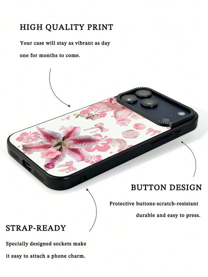 UMBAUTY 1pc Pink Spotted Water Lily Pattern Design, Phone 17 Pro Max Phone Case, Compatible With Phone 16 Pro Max, 15 Pro Max, 14 Pro Max, Korean-Style High-End Fashion Fun Phone Case, Compatible With
