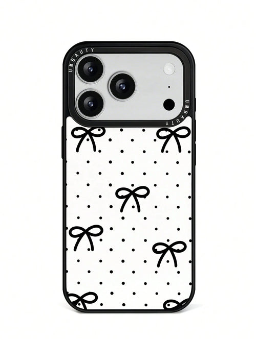 UMBAUTY 1pc Small Polka Dot & Bow Design Phone Case, Compatible With Phone 17 Pro Max, 16 Pro Max, 15 Pro Max, 14 Pro Max, 11/12/13/14/15/17 Pro Max Plus, Korean-Style High-End Fashionable & Fun Phone