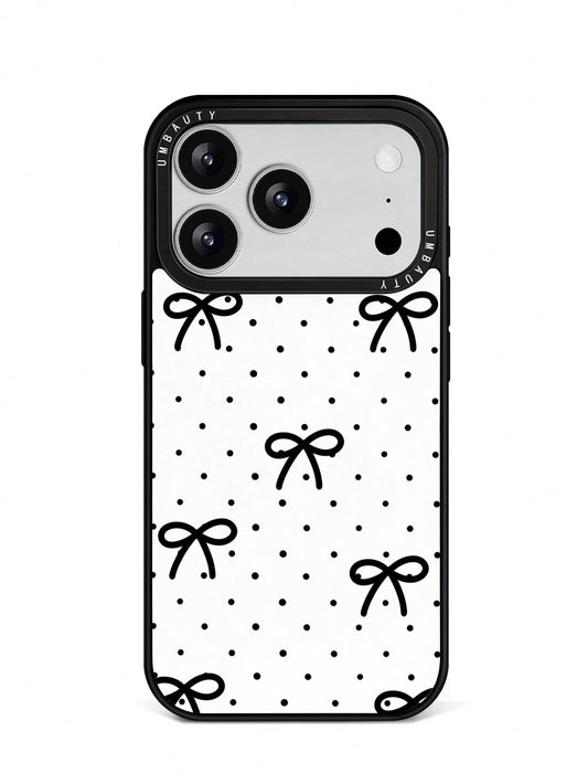 UMBAUTY 1pc Small Polka Dot & Bow Design Phone Case, Compatible With Phone 17 Pro Max, 16 Pro Max, 15 Pro Max, 14 Pro Max, 11/12/13/14/15/17 Pro Max Plus, Korean-Style High-End Fashionable & Fun Phone