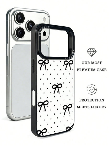 UMBAUTY 1pc Small Polka Dot & Bow Design Phone Case, Compatible With Phone 17 Pro Max, 16 Pro Max, 15 Pro Max, 14 Pro Max, 11/12/13/14/15/17 Pro Max Plus, Korean-Style High-End Fashionable & Fun Phone