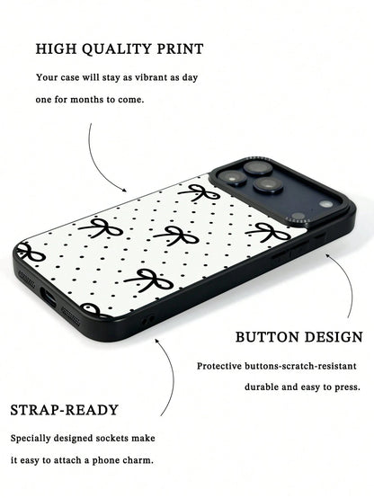 UMBAUTY 1pc Small Polka Dot & Bow Design Phone Case, Compatible With Phone 17 Pro Max, 16 Pro Max, 15 Pro Max, 14 Pro Max, 11/12/13/14/15/17 Pro Max Plus, Korean-Style High-End Fashionable & Fun Phone