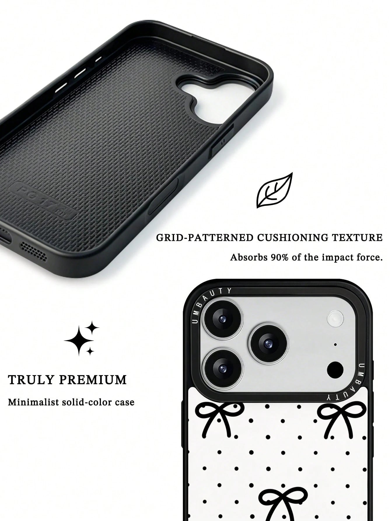 UMBAUTY 1pc Small Polka Dot & Bow Design Phone Case, Compatible With Phone 17 Pro Max, 16 Pro Max, 15 Pro Max, 14 Pro Max, 11/12/13/14/15/17 Pro Max Plus, Korean-Style High-End Fashionable & Fun Phone