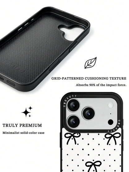 UMBAUTY 1pc Small Polka Dot & Bow Design Phone Case, Compatible With Phone 17 Pro Max, 16 Pro Max, 15 Pro Max, 14 Pro Max, 11/12/13/14/15/17 Pro Max Plus, Korean-Style High-End Fashionable & Fun Phone