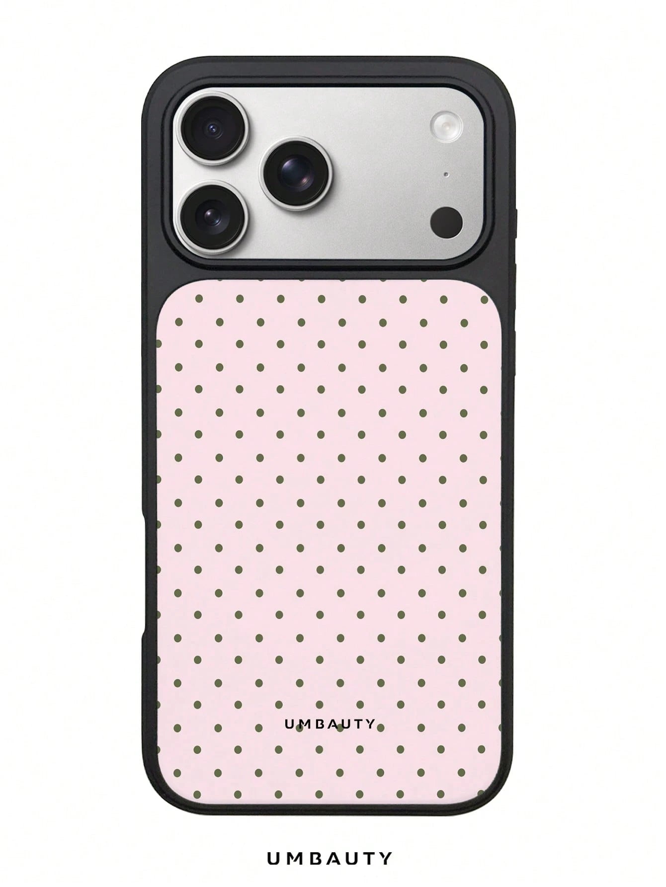 UMBAUTY Light Pink & Olive Green Small Polka Dot Pattern High-Definition Printing Matte Finish Fashionable & Fun Phone Case, Compatible With Apple Phone 17/16/15/14/13/12/11 Pro Max/Plus/Mini/29e Eleg