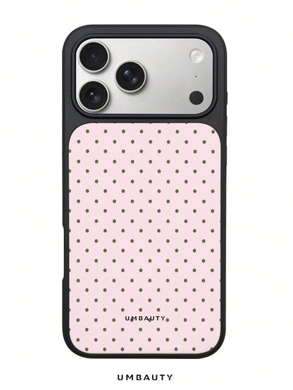UMBAUTY Light Pink & Olive Green Small Polka Dot Pattern High-Definition Printing Matte Finish Fashionable & Fun Phone Case, Compatible With Apple Phone 17/16/15/14/13/12/11 Pro Max/Plus/Mini/29e Eleg