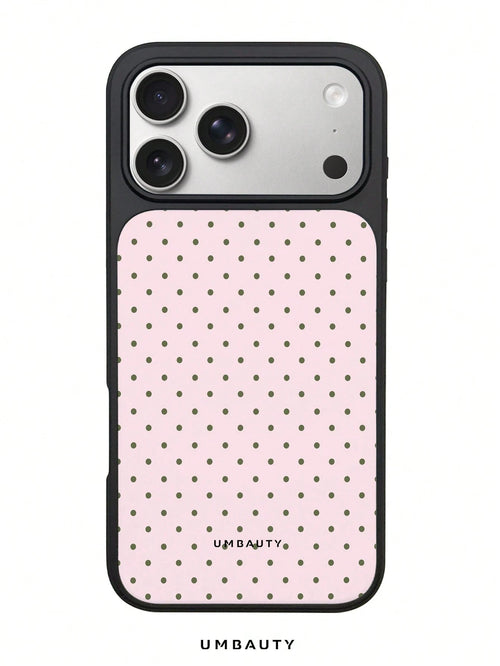 UMBAUTY Light Pink & Olive Green Small Polka Dot Pattern High-Definition Printing Matte Finish Fashionable & Fun Phone Case, Compatible With Apple Phone 17/16/15/14/13/12/11 Pro Max/Plus/Mini/29e Eleg