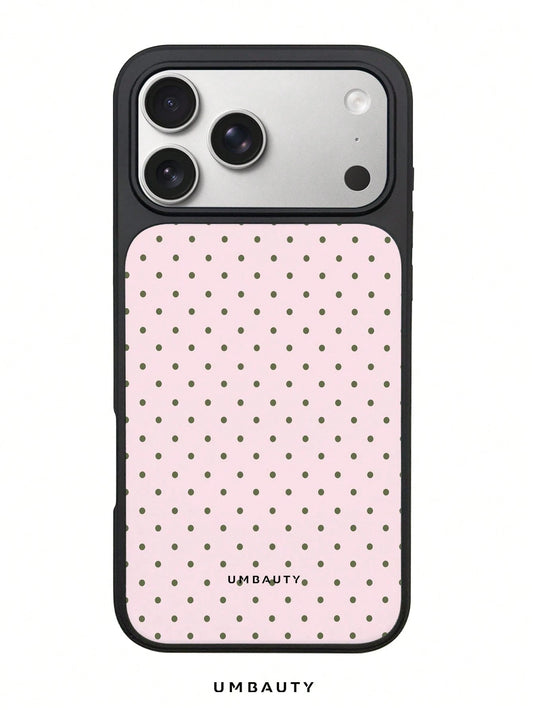 UMBAUTY Light Pink & Olive Green Small Polka Dot Pattern High-Definition Printing Matte Finish Fashionable & Fun Phone Case, Compatible With Apple Phone 17/16/15/14/13/12/11 Pro Max/Plus/Mini/29e Eleg