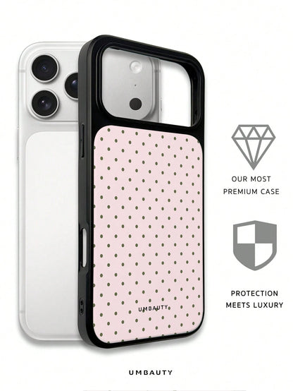 UMBAUTY Light Pink & Olive Green Small Polka Dot Pattern High-Definition Printing Matte Finish Fashionable & Fun Phone Case, Compatible With Apple Phone 17/16/15/14/13/12/11 Pro Max/Plus/Mini/29e Eleg
