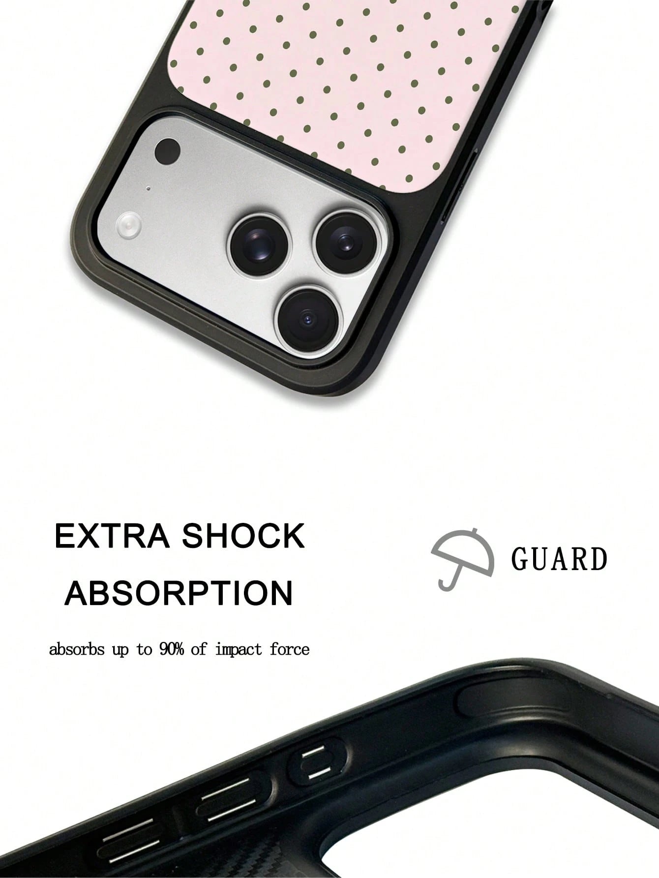 UMBAUTY Light Pink & Olive Green Small Polka Dot Pattern High-Definition Printing Matte Finish Fashionable & Fun Phone Case, Compatible With Apple Phone 17/16/15/14/13/12/11 Pro Max/Plus/Mini/29e Eleg